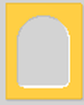 Mount with an arched opening and rounded base corners
