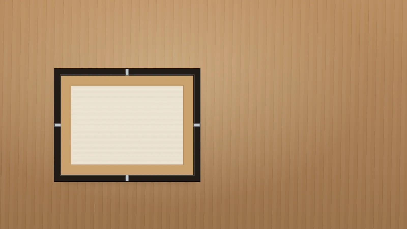 The canvas lowered into the frame, the clips still bent outwards.