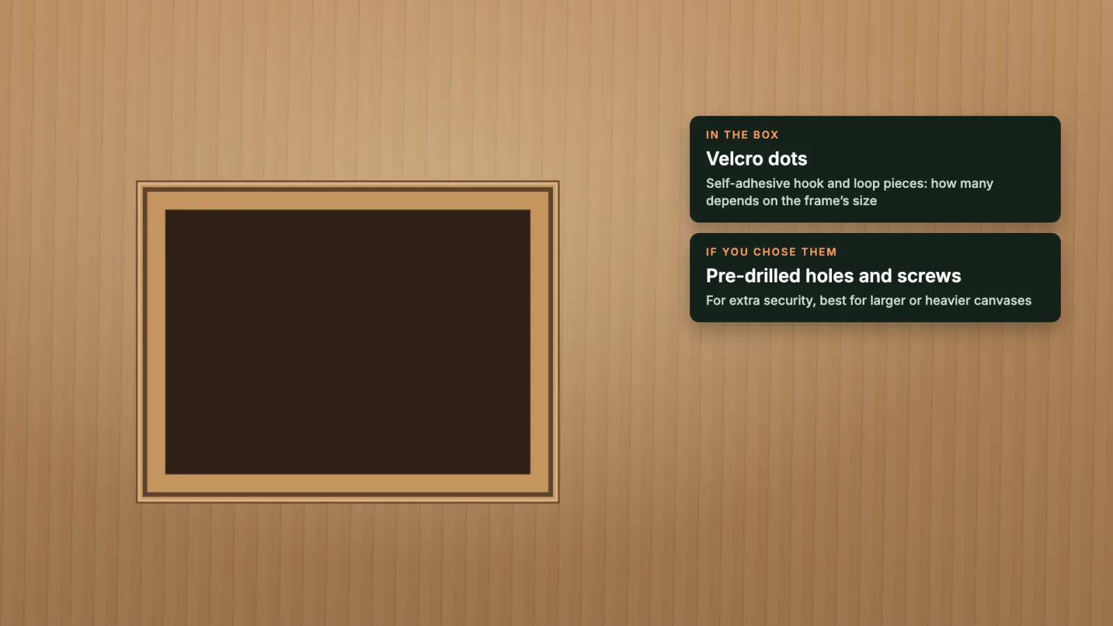 An empty floater frame seen from above, with what comes in the box.