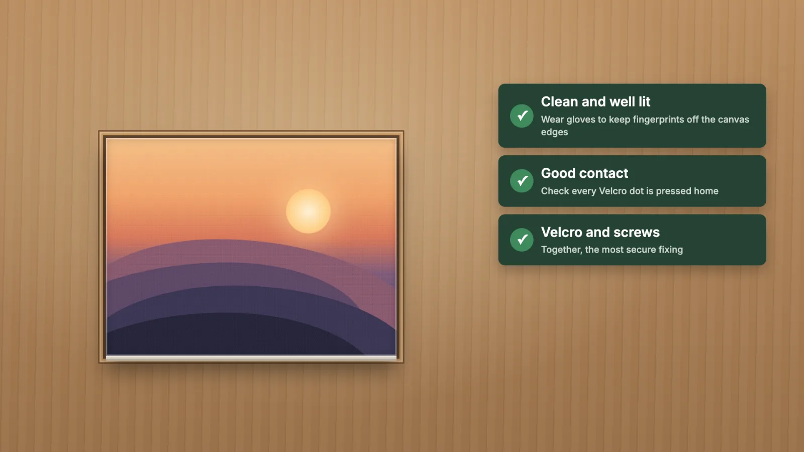 The fitted canvas, with the tips.