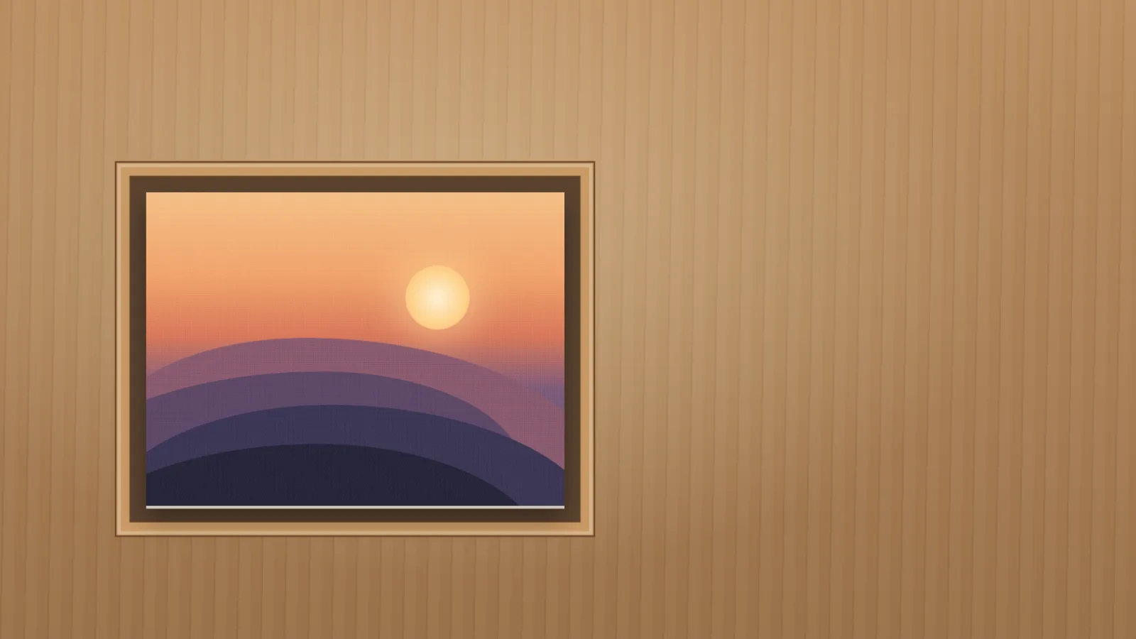 The board fixed in the frame, with an even gap all round.