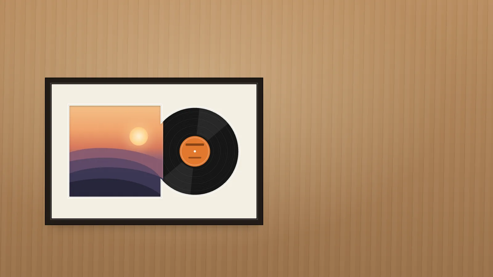 The finished frame from the front: the sleeve and record in their mount.