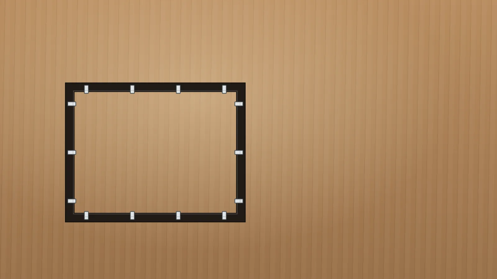 The empty frame, the backing board and glazing lifted out.