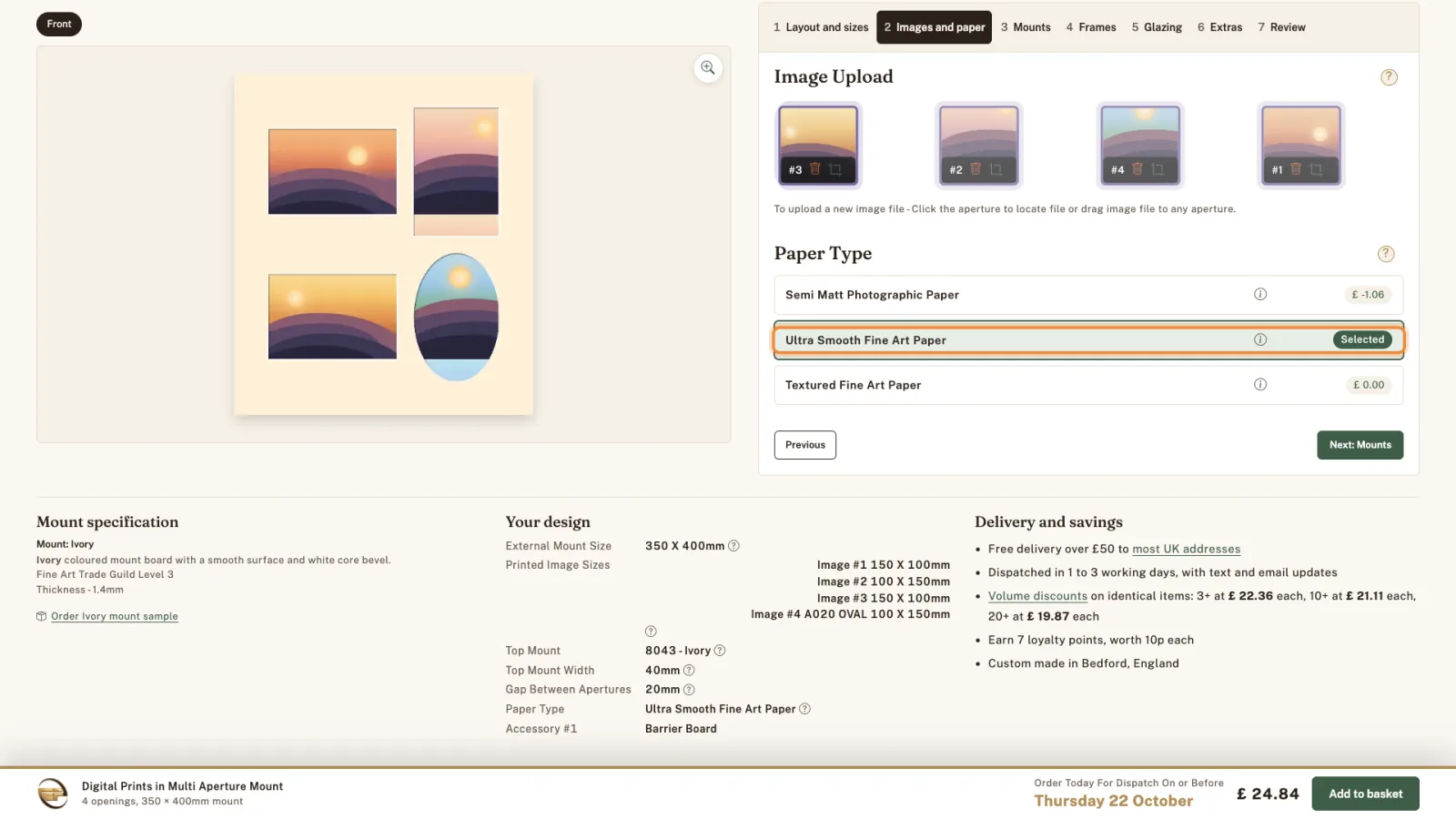 Ultra Smooth Fine Art Paper selected.