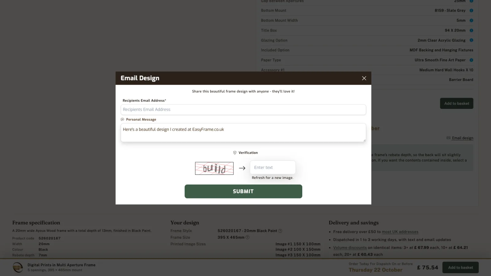 Email Design form.