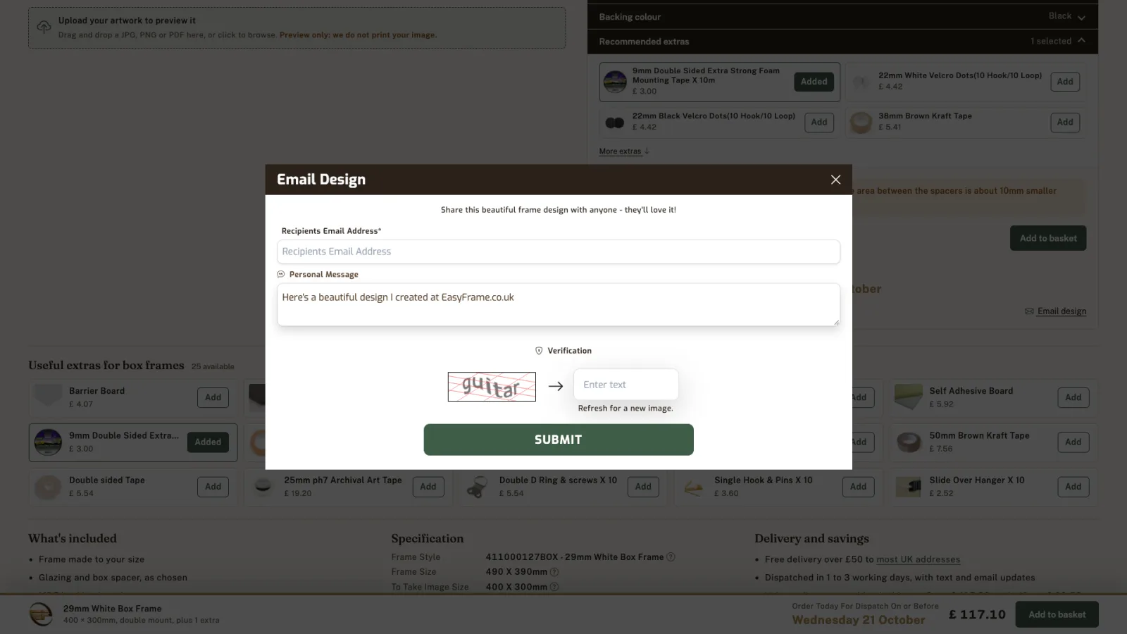 Email Design form.