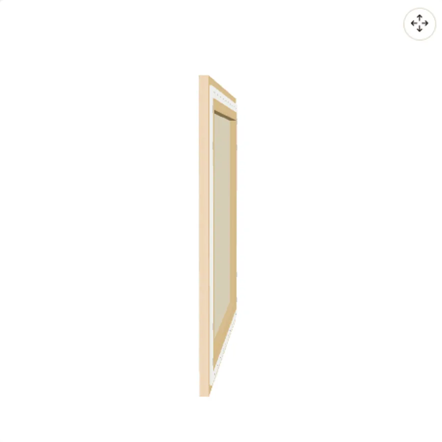 3D model seen from the side with a 15mm canvas: the canvas sits inside the frame.
