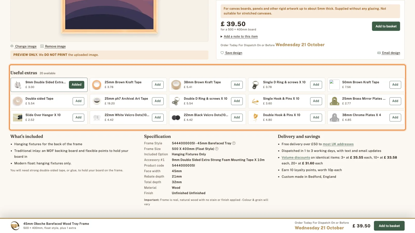 The Useful extras section highlighted.
