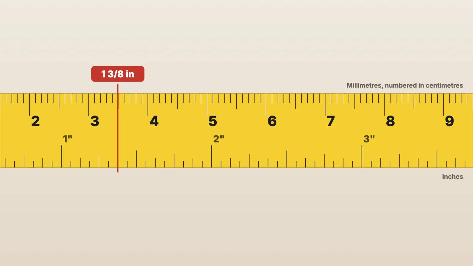 A red reading line at 1 3/8 inches.