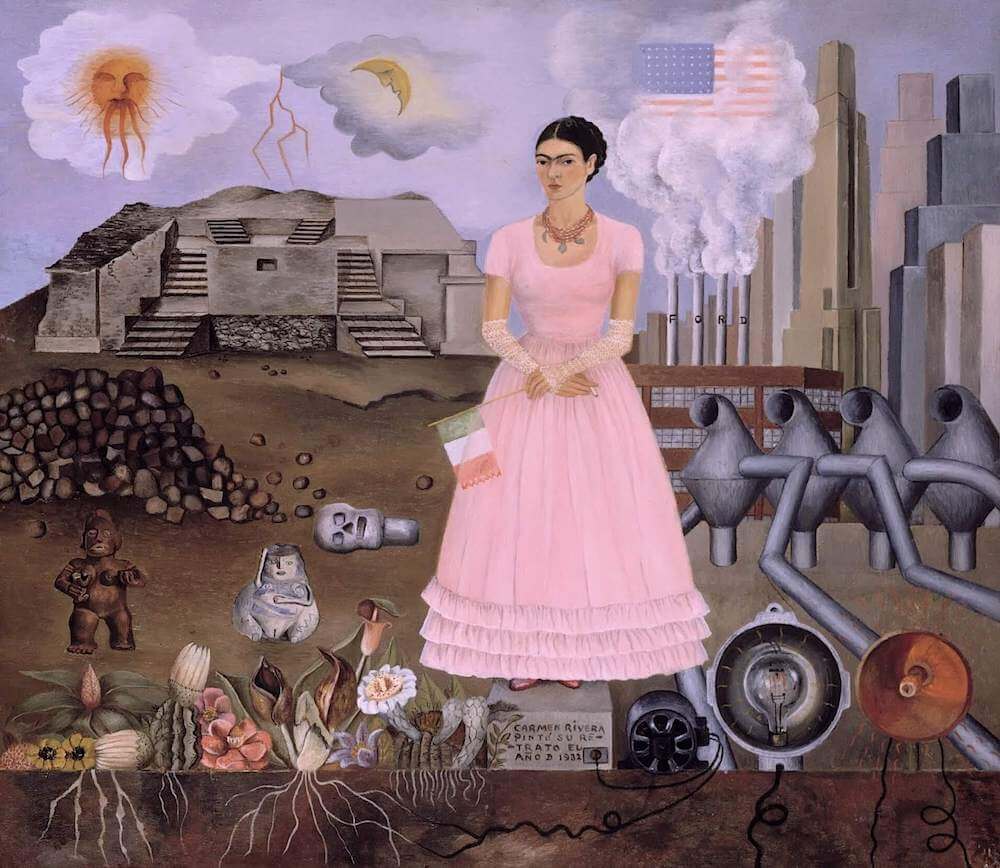 Frida Kahlos Self Portrait Along the Borderline Between Mexico and the USA (1932).