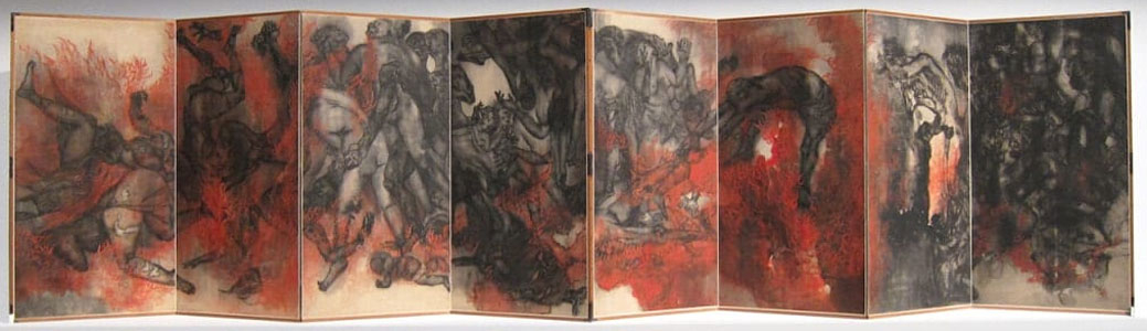 Iri and Toshi Marukis Fire (1950), the 2nd of 15 so-called Hiroshima Panels. Presented folded rather than flat.