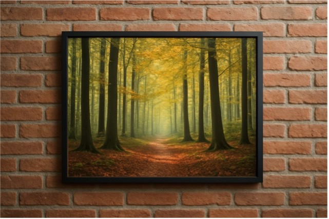 framed picture on wall