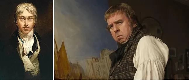JMW Turner, as he painted himself and as Mike Leigh painted him (Timothy Spall won the Cannes Best Actor award for his portrayal). 