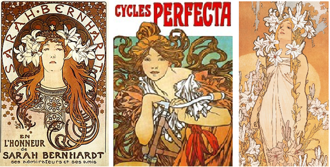 Mucha  single- handedly spawned the entire Art Nouveau movement, helped by his chance relationship with the first international star of stage and screen Sarah Bernhardt.