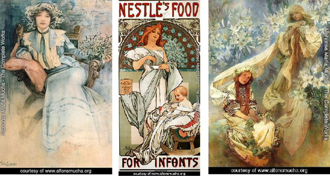 Mucha could knock out a decent portrait. Though, after connecting with Sarah Bernhardt, clients fell over their feet to have him do their ads.