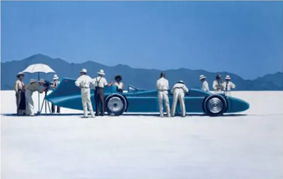
Vettrianos work Bluebird at Bonneville was one of seven paintings executed for Sir Terence Conran to decorate his restaurant. It is the 2nd most expensive of Vettrianos works and probably worth close to 500,000 though the aforementioned series sold for 1million over a decade ago.
