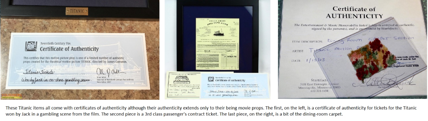 Titanic Certificates of Authenticity