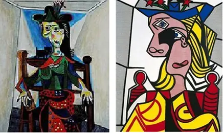 Pablo Picassos Dora Maar with Cat became Roy Lichtensteins Woman with Flowered Hat. The former sold for .2m whilst the latter (a clear rip-off) realised just .1m. So there is some justice in the world!