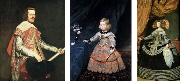 Velzquez frequently painted members of the Spanish royal family. Here is Philip IV with his wife Queen Mariana and, centre, their daughter Princess Margarita Teresa.