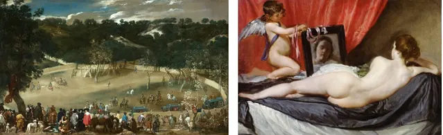 Proof that Velzquez didnt just paint heads. Here is Philip IV hunting wild boar and a Venus, the only surviving nude that he painted.