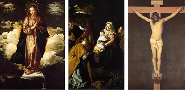 Velzquezs Immaculate Conception, Adoration of the Kings and Christ on the Cross.  