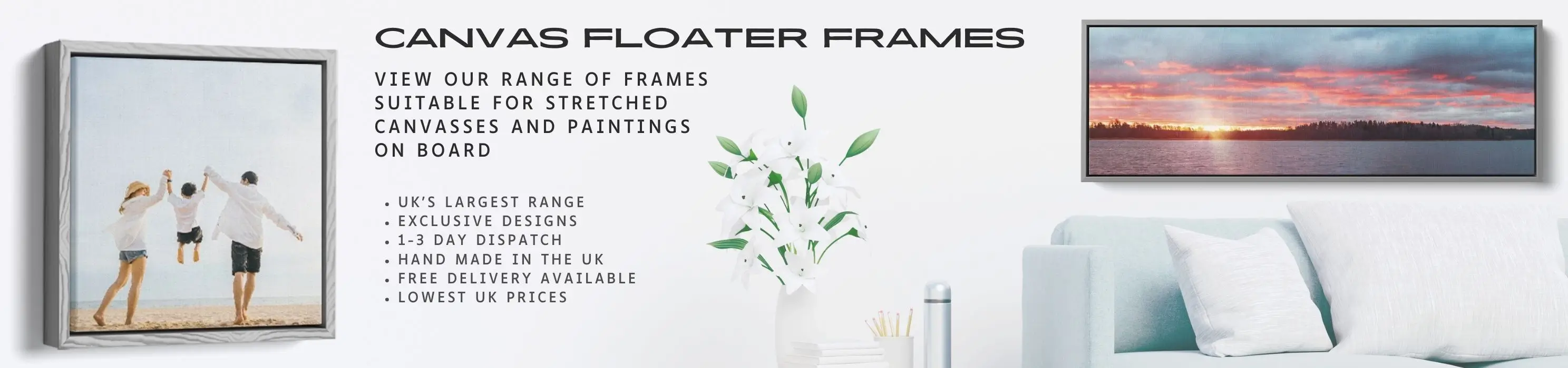 Canvas floater frame banner